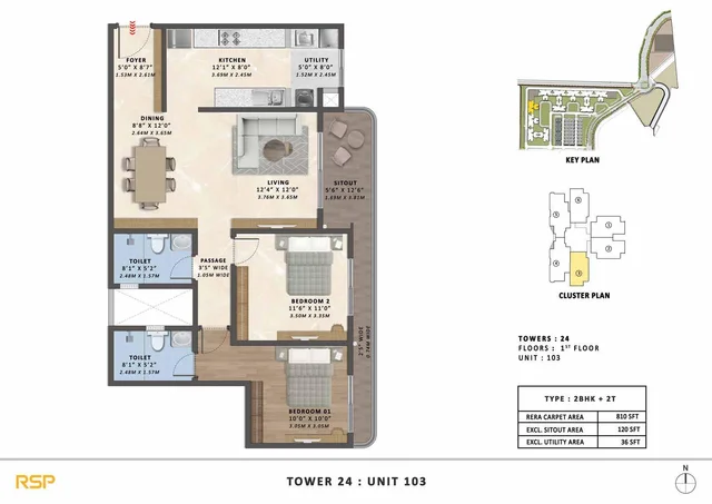 2 BHK plan