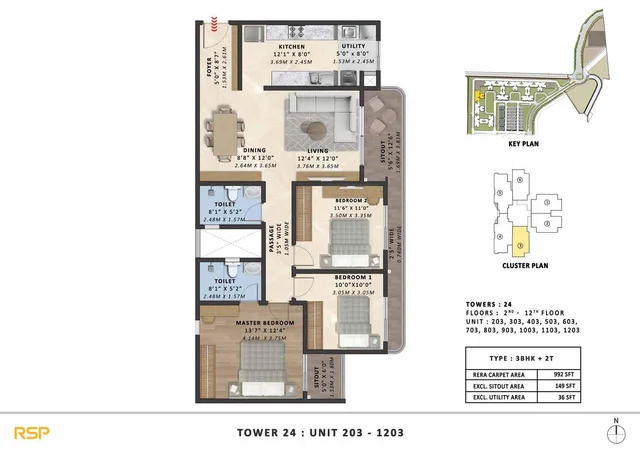 3 BHK compact plan